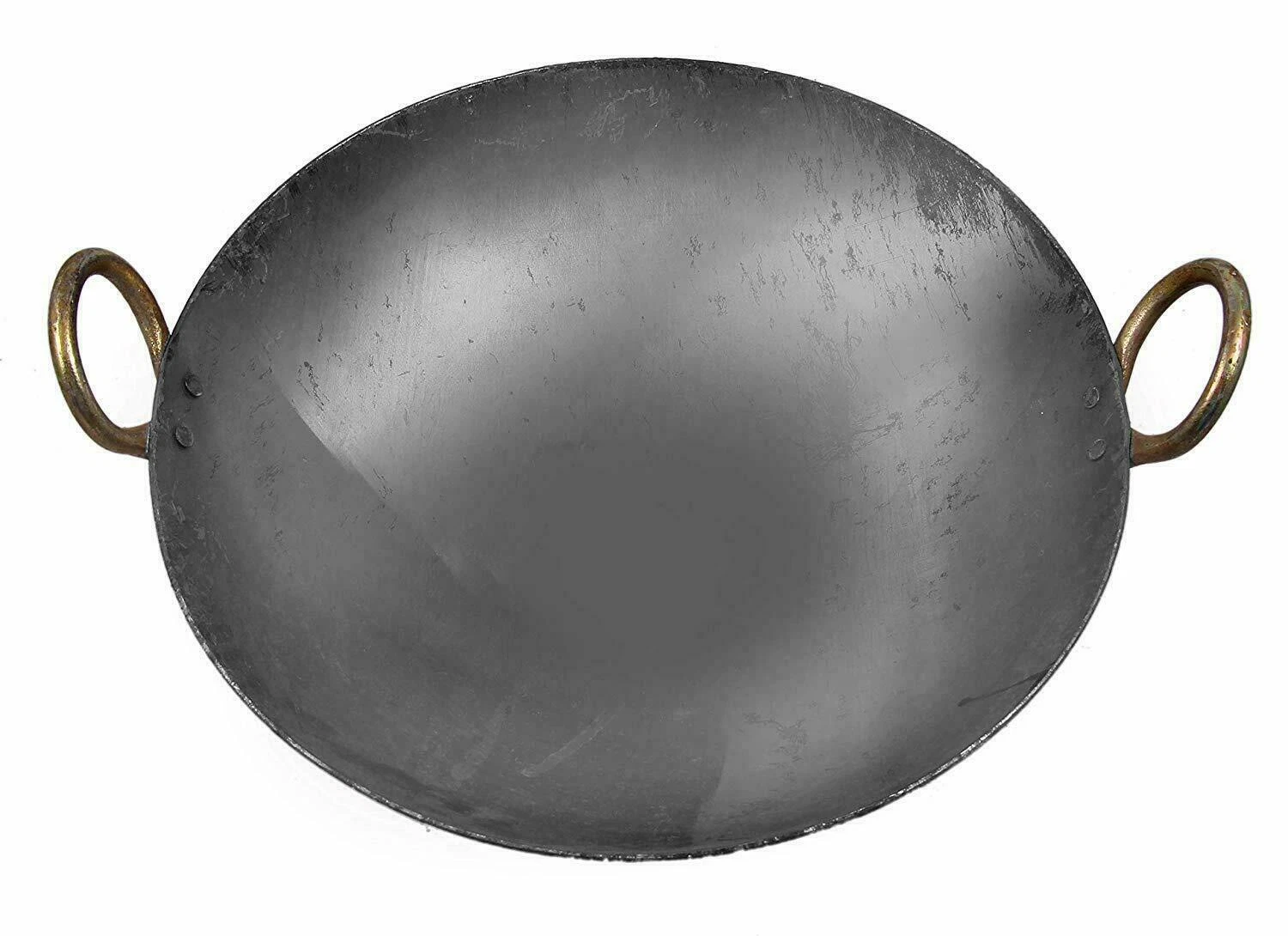 Indian Traditional Iron Wok, Iron Kadai For Cooking, Deep Frying 11 Inch Dia Pan