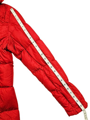 HOT Women's THE NORTH FACE @ 550 DOWN HOODED QUILTED PUFFER LONG KNEE RED Coat M - Picture 22 of 24