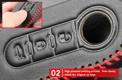 PUL Leather Remote Flip Key Case Cover For Fiat 500, 500L, Brava, Panda, Punto (3-Button)