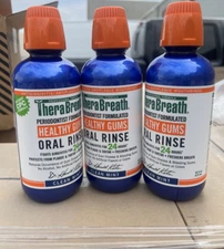 3X TheraBreath Healthy Gums Oral Rinse Clean Mint 16 oz EACH check BB! READ