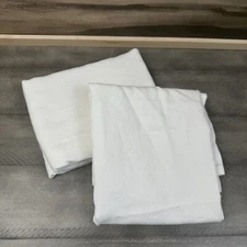 Pottery Barn Belgian Flax Linen Euro Pillow Shams White Set/2 Flaws Read OB