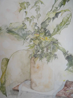 Aquarelle - Composition florale - Signée - Photo 1/3