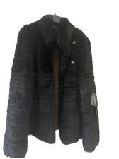 Bnwt Georges Rech Fur Jacket Double-sided Black And Khaki 10 12 14
