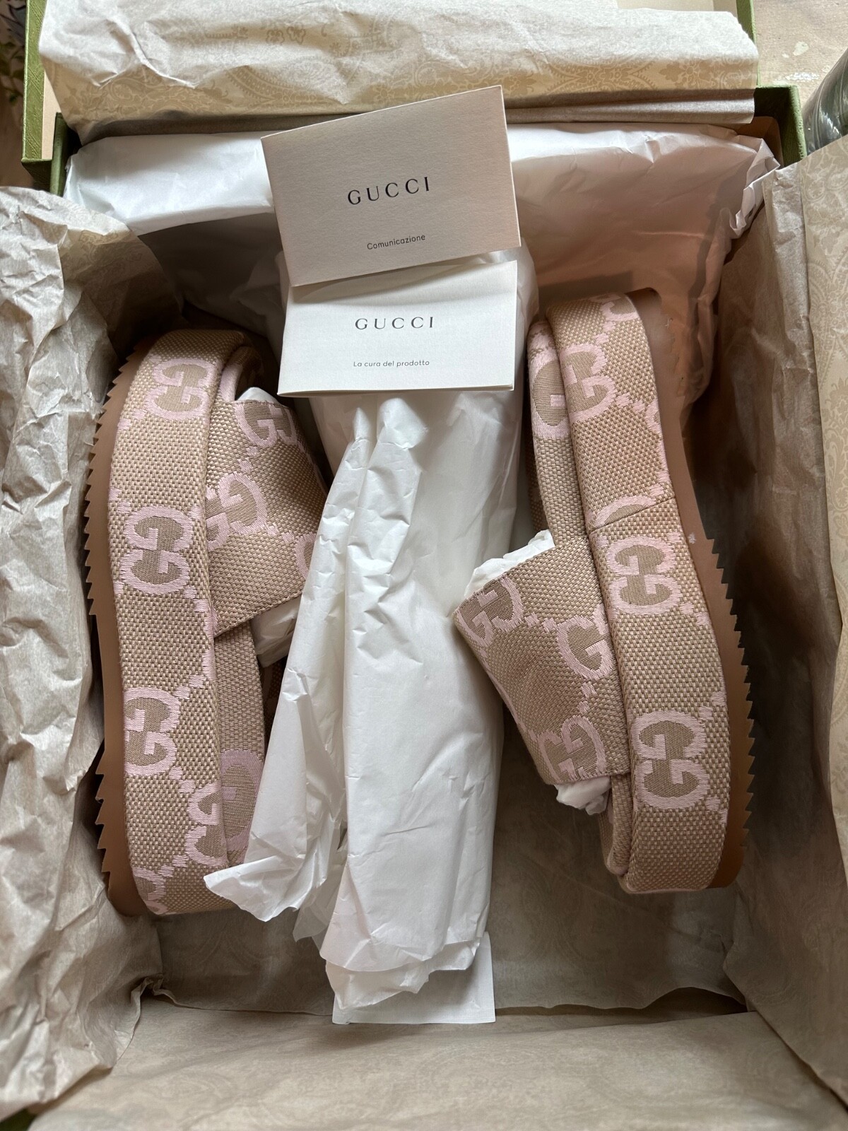 Gucci Women Platform Slide Sandal ‘Jumbo GG - Beige Light Pink image 3