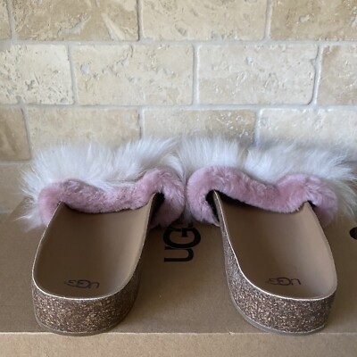 UGG Diane Wisp Dawn Pink Fluff Slide Slip-on Slippers Sandal Size