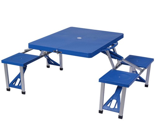 PICNIC TABLE & 4 CHAIRS OUTDOOR ALUMINIUM PLASTIC FOLDABLE PORTABLE CAMPING BBQ - Picture 2 of 6