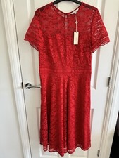 Next Gorgeous Red Lace Short Sleeve Dress Size UK 14 BNWT