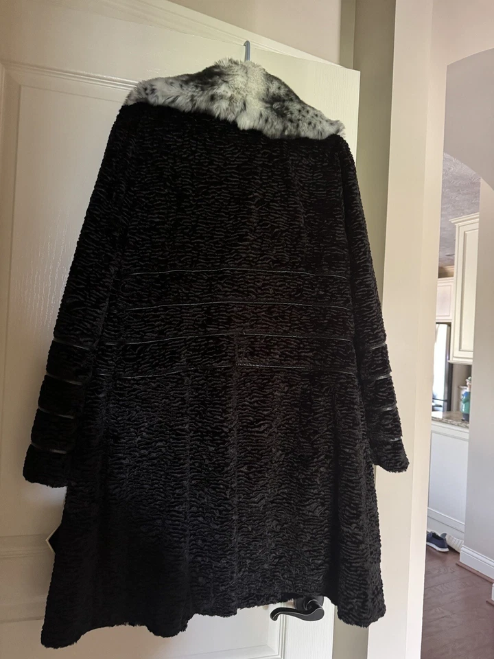 Chaqueta larga Damselle NY de piel sintética negra/blanca para mujer talla L nueva con etiquetas Foto 4 de 4