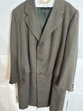 Vtg Hart Schaffner & Marx  Wool Topcoat Overcoat XL Brown Olive Green