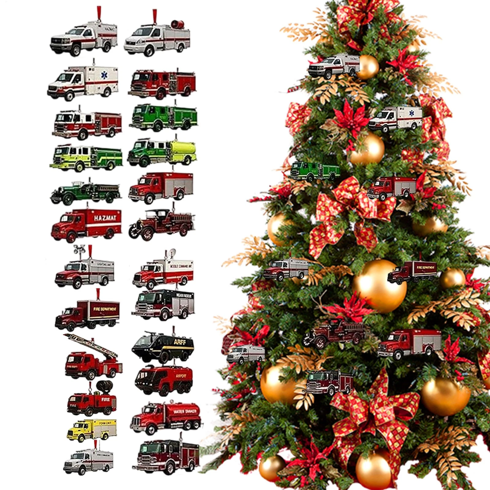Fire Truck Advent Calendar 2025 24-day Christmas Countdown Cool Calendar 2D Acrylic