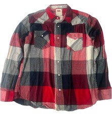 Levi's Men's Long-Sleeve Western Flannel Plaid Pearl Snap Shirt Large