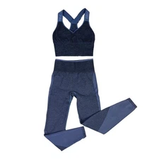 PINK Victoria's Secret Seamless Workout Set Bra Top Leggings Sportswear Blue S/P