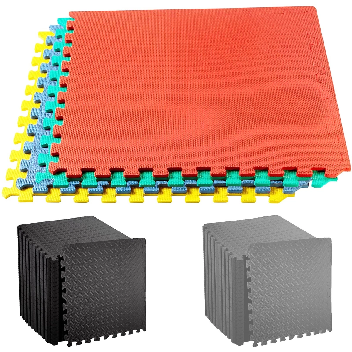 Lot 24 Tapis De Sol EVA Pour Salle De Gym – Puzzle Antidérapant, 30,5×30,5×1 Cm, Absorption Chocs, Insonorisant, Facile à Assembler