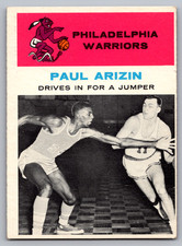1961-62 FLEER #45 PAUL ARIZIN PHILADELPHIA WARRIORS DRIVES IN FOR A JUMPER
