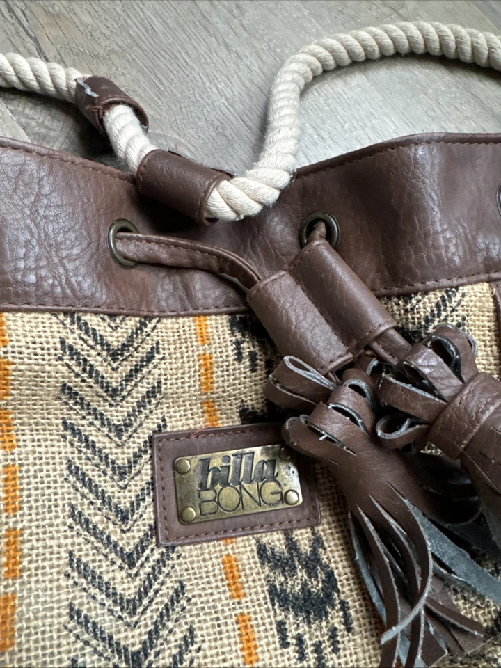 Bolso de Hombro Billabong Para Mujer Tejido a Rayas Cartera Multicolor Boho Hippie Foto 2 de 4