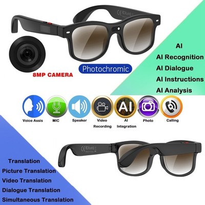 Glasses Smart AI Glasses with 8MP Camera 100+ Languages Live Translation