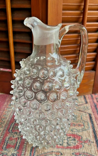 Beautiful Antique Vintage Hand-Blown Hobnail Glass Decanter