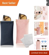 Multi-Purpose Eyewear Cases - 100% Leather, Lightweight Pouches in Black & Pink