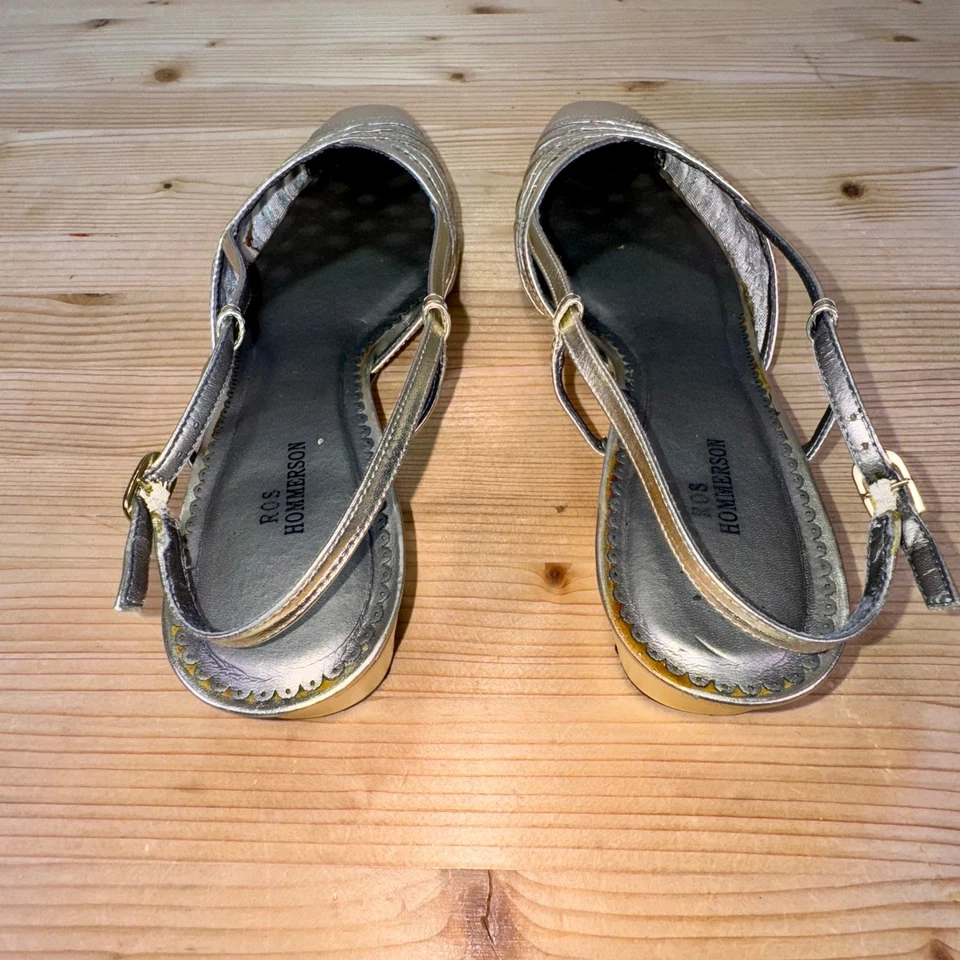 Ros Hommerson Charleston 金色露跟低跟鞋 尺码 11 B 金属色 — 第 3/4 张图片