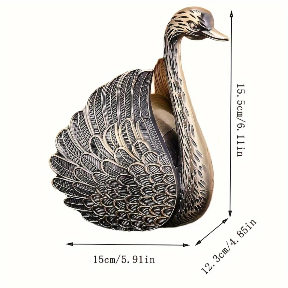 Elegante Cenicero Redondo de Aleación de Zinc en Forma de Cisne con Tapa - Sin Humo, Decorativo, a Foto 3 de 4