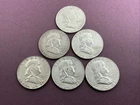 6 Franklin Half Dollars - 90% Silver - 1960, 1960, 1961, 1963, 1963, 1963 DENVER