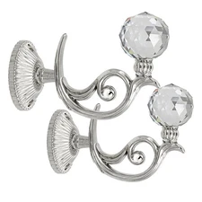 ® Pair of Phoenix Glass Crystal Curtain Holdbacks Hooks Drapery Tiebacks Tass...
