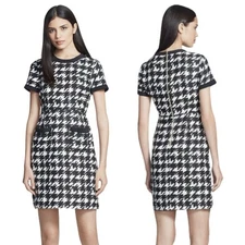 Kate Spade Dress Womens Size 6 Black Mini Mavis Houndstooth Preppy Academia