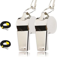Whistle for Coaches, Metal Whistles for Adults with Lanyard, Loud Sport Whistle 