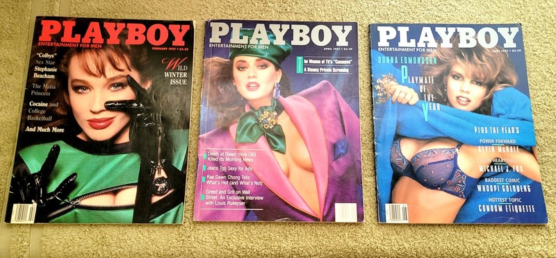 3 Vintage 1987 Playboy Magazines February, April, June 