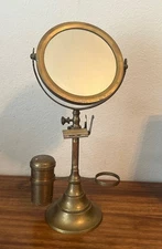 Vintage Brass Shaving Stand Vanity Dressing Grooming Mirror - 14.5"