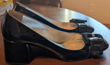 PRADA Patent Leather Block Heels Pumps Shoes Size 37