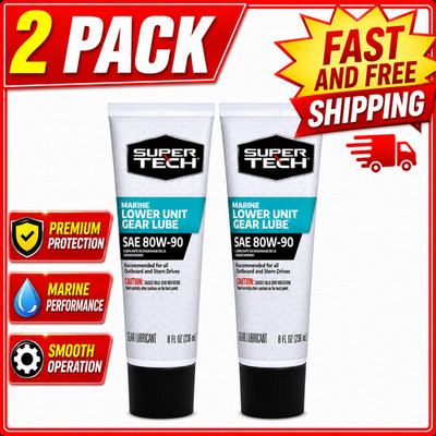 Set of 2 Super Tech Marine Lower Unit Gear Lube SAE 80W-90 8 oz Tubes