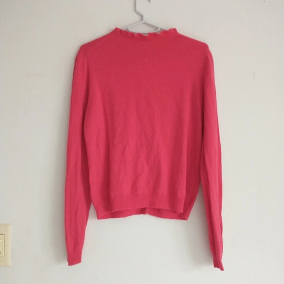 Cárdigan suéter para mujer J Crew L/XS/S* lana roja mezcla cachemir cuello con volantes Foto 4 de 4