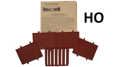 HO Scale - 4 One-Story Blank Walls ''Modular System'' DPM-30113