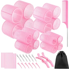 Self-Grip Hair Rollers Set with Clips and Comb for All Hair Lengths, 16 Pieces