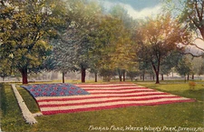 Postcard American Flag Made From Flowers Water Works Park Detroit MI