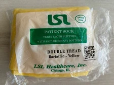 NIB LSL Health XL Bariatric Slipper 2-Sided Tread Socks Yellow NEW
