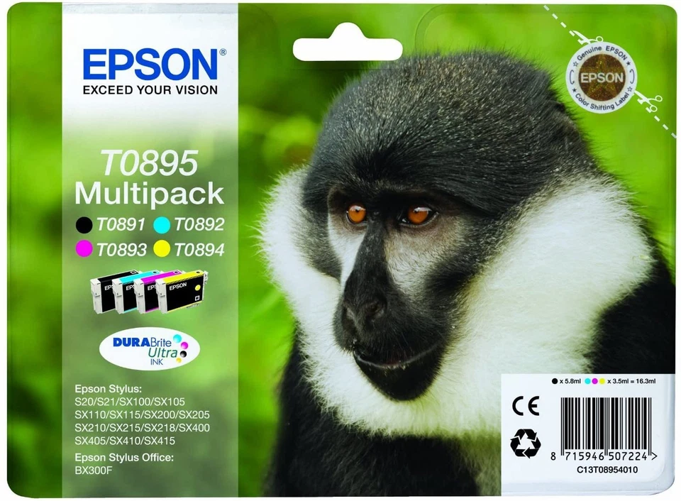 TONER & INKJET CARTRIDGES Epson T0895 Multipack cartouche d'encre authentique CMYK (TVA incluse)