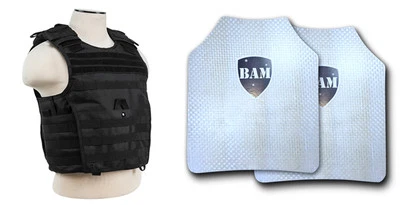 BAM-ARMORCORE Body Armor | Bullet Proof Plates | Level IIIA 3A 11x14 -Exp BLACK M-XXL