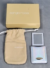 SERGIO ROSSI Iridescent MERMAID SCALE Compact MIRROR & CASE