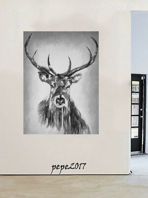 24'' Framed  Print Canvas elk street Art graffiti stag deer moose painting