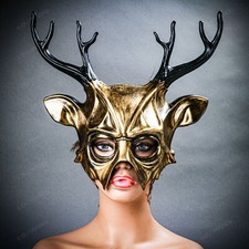 Black Antler Deer Horn Halloween Cosplay Elk Gold Masquerade Mask Party Costume