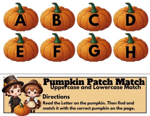 Pumpkin patch Game - Learning Center for Preschool Alphabet - DIY PRINTED - Picture 2 of 3