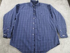 Ralph Lauren Shirt Mens 16.5 Blue Plaid Yarmouth Button Down Preppy Long Sleeve