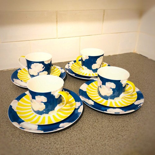CATH KIDSTON Limited Edition Clouds Blue Sky Cup Saucer Plate Set Of 4