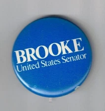Edward Brooke Massachusetts (R) US Senator 1966-78 Black political pin button