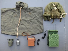 Vintage Hasbro Gi Joe Soldier Field Pack , Tent, early Poncho, and Nice Radios