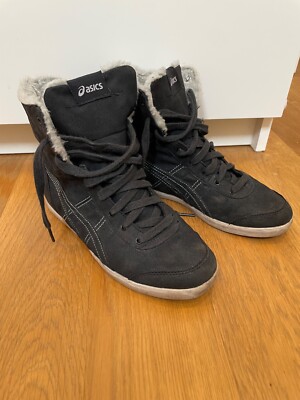 Schuhe Asics hoch schwarz grau Fell Winter Wildleder Gr. 36