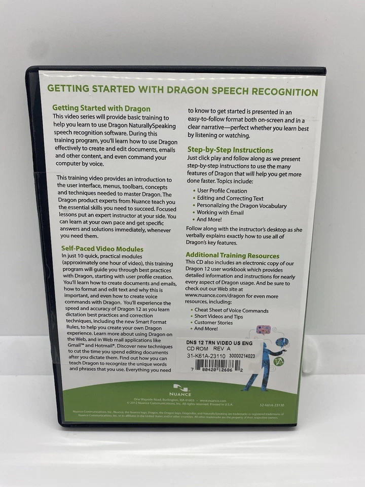 New DRAGON Naturally Speaking 12 Training Video CD - BRAND NEW - FREE SHIPPING  - Image 2 of 4