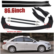 Front Bumper Lip Chin Spoiler Splitter Body Kit +Side Skirt For Chevrolet Cruze